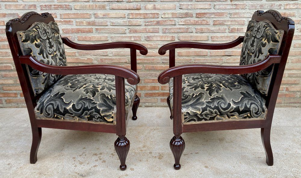 Mid Century Spanish Armchairs In Wood, Set Of 2 photo furniture