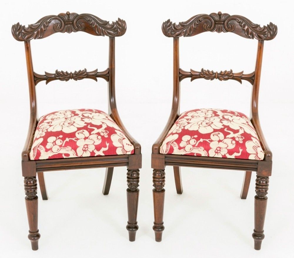 Pair Antique Regency Arm Chairs In Rosewood Dining Chair