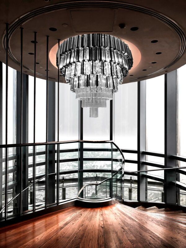 Vintage Clear And Black “Triedro” Murano Glass Chandelier photo vinterior