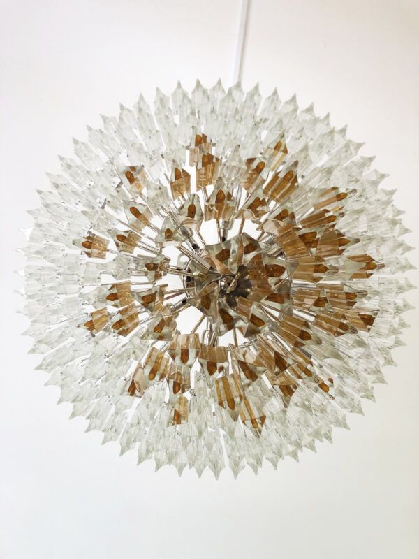 Huge Clear And Amber “Triedro” Murano Glass Chandelier photo Lighting