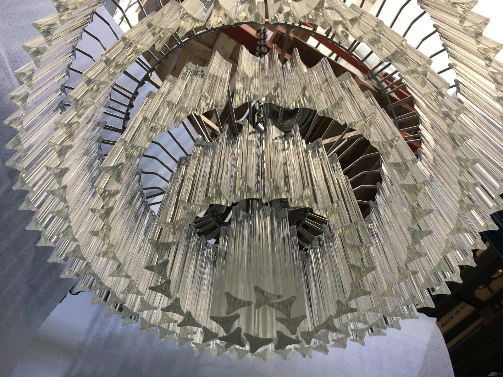 Contemporary Clear Triedro Murano Glass Chandelier photo 5566.36