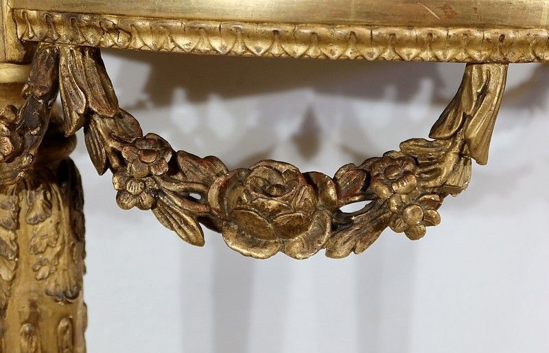 Furniture Half Moon Support Console In Marble And Gilded Wood, Louis XVI – Mid 19th Century photo