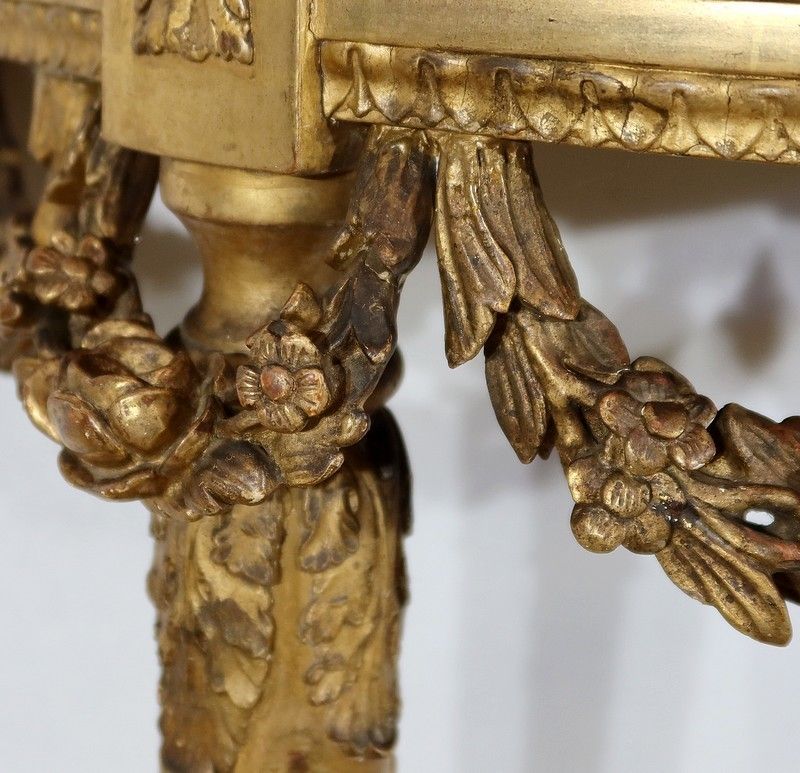 2966.4 Half Moon Support Console In Marble And Gilded Wood, Louis XVI – Mid 19th Century photo