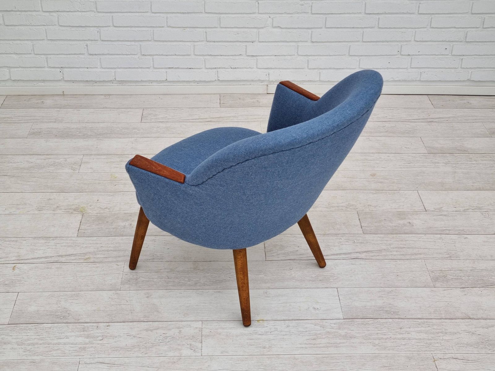 1960s, Danish Design, Completely Renovated Lounge Chair, Camira Furniture Wool Fabric, Teak photo vintage