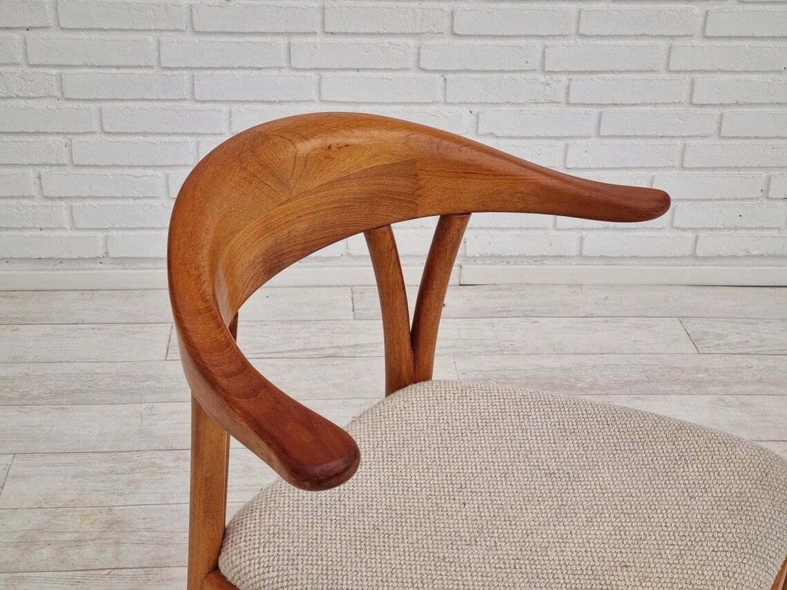 1960s, Danish Design  Armchair  Teak Wood  Wool  Original Condition photo for sale