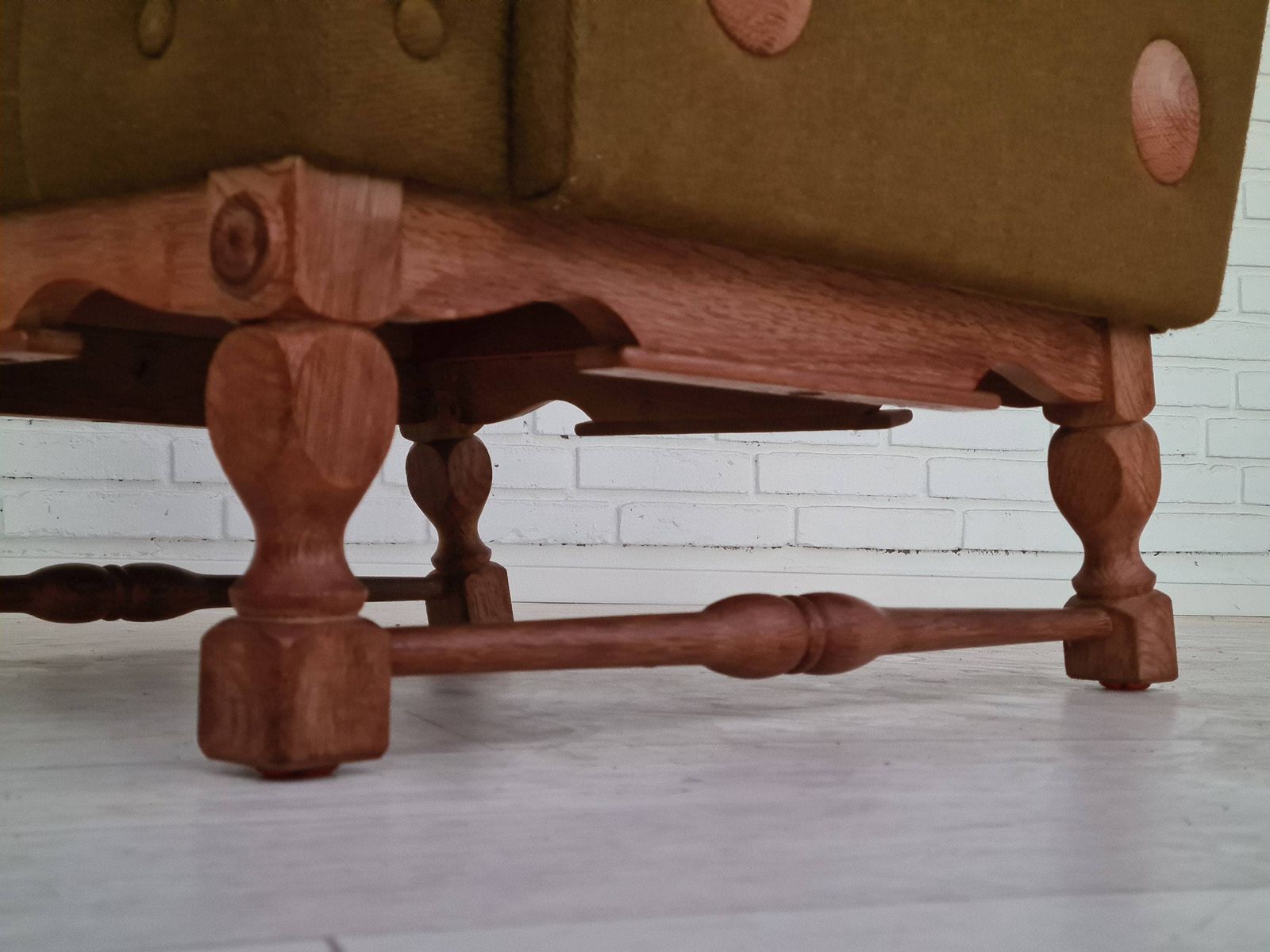 1970s, Danish Design, Set Of Armchairs, Oak Wood, Wool, Original Condition photo vinterior