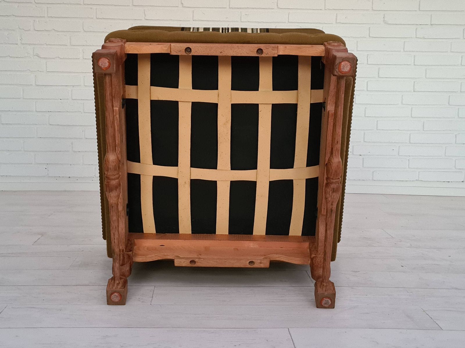 photo furniture 1970s, Danish Design, Set Of Armchairs, Oak Wood, Wool, Original Condition