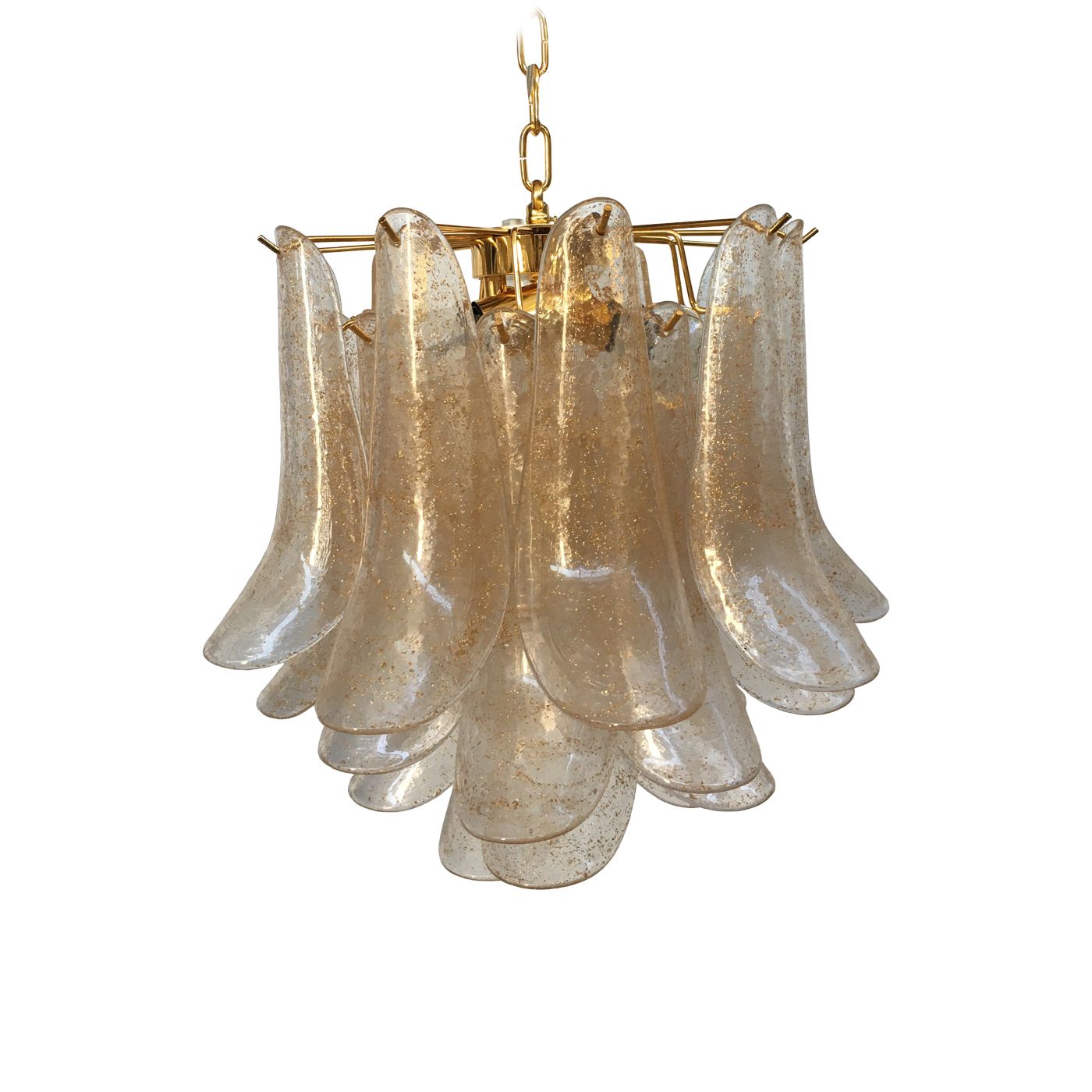Clear And Gold “Selle” Murano Glass Chandelier D50