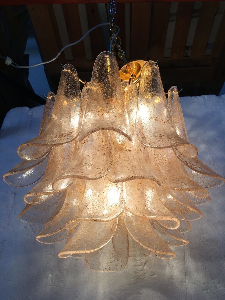 Clear And Gold “Selle” Murano Glass Chandelier D50 photo furniture