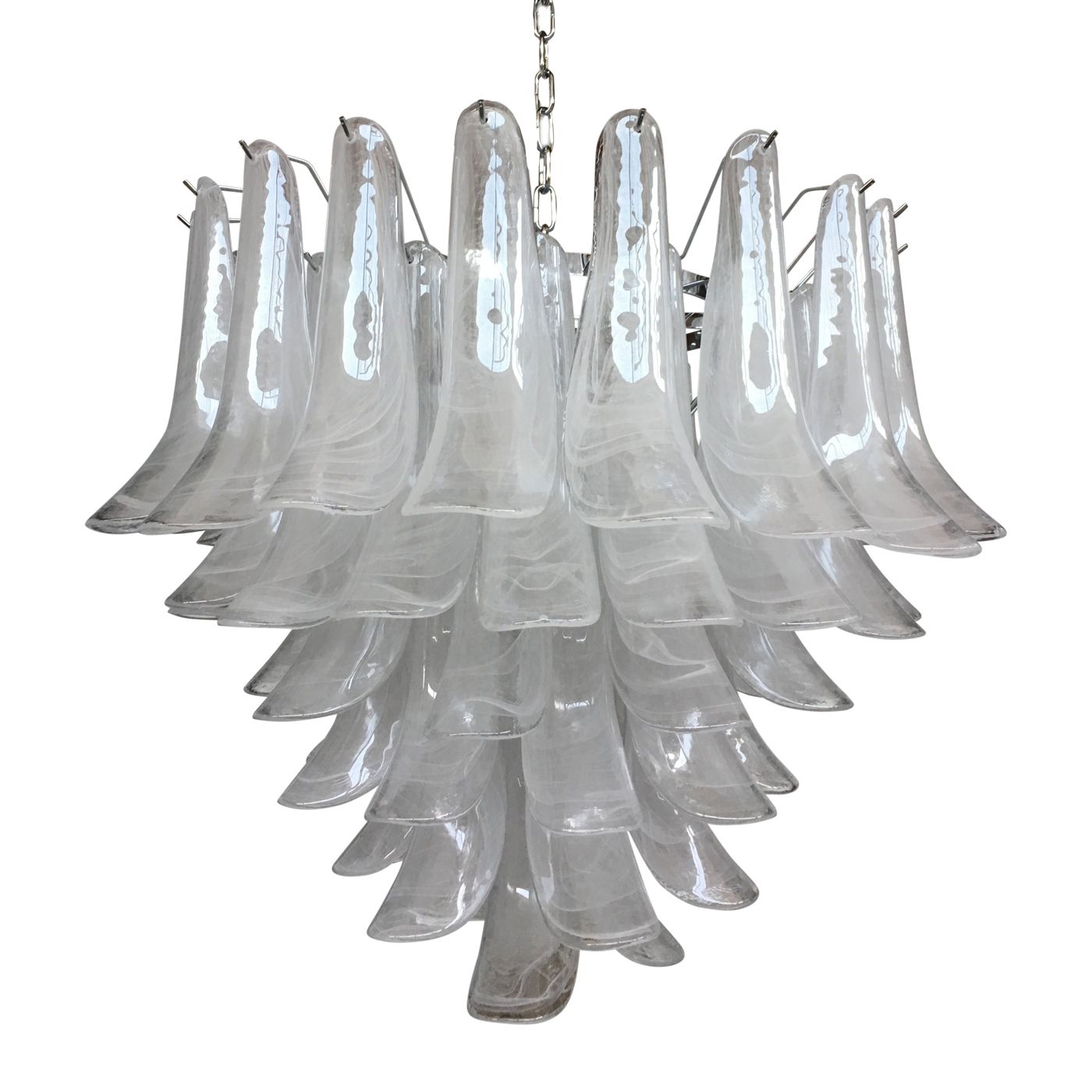 Venied White “Selle Alabastro” Murano Glass Chandelier D75