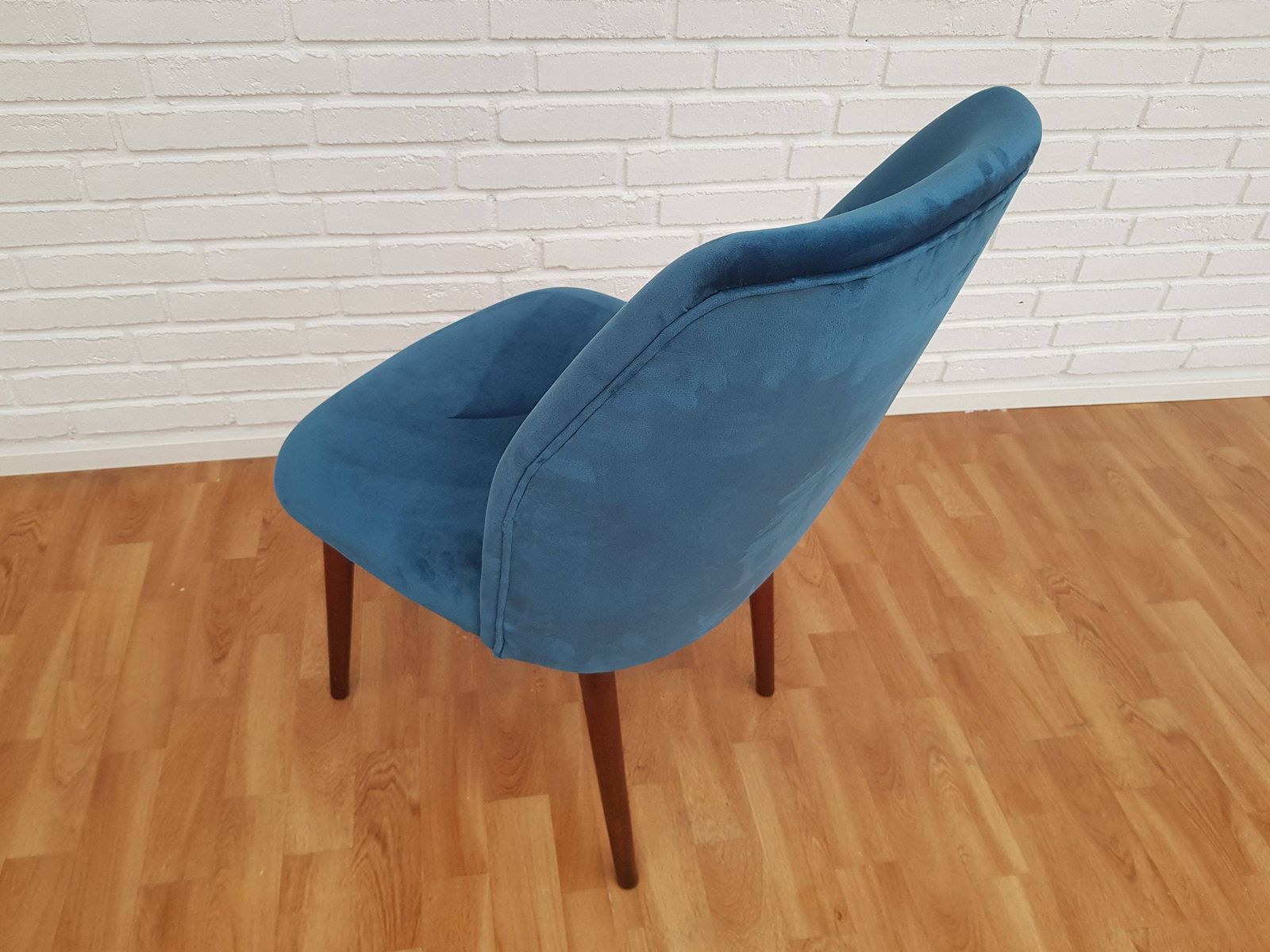 Little Retro Armchair, Velvet, Stained Beech Legs, 60s photo vinterior
