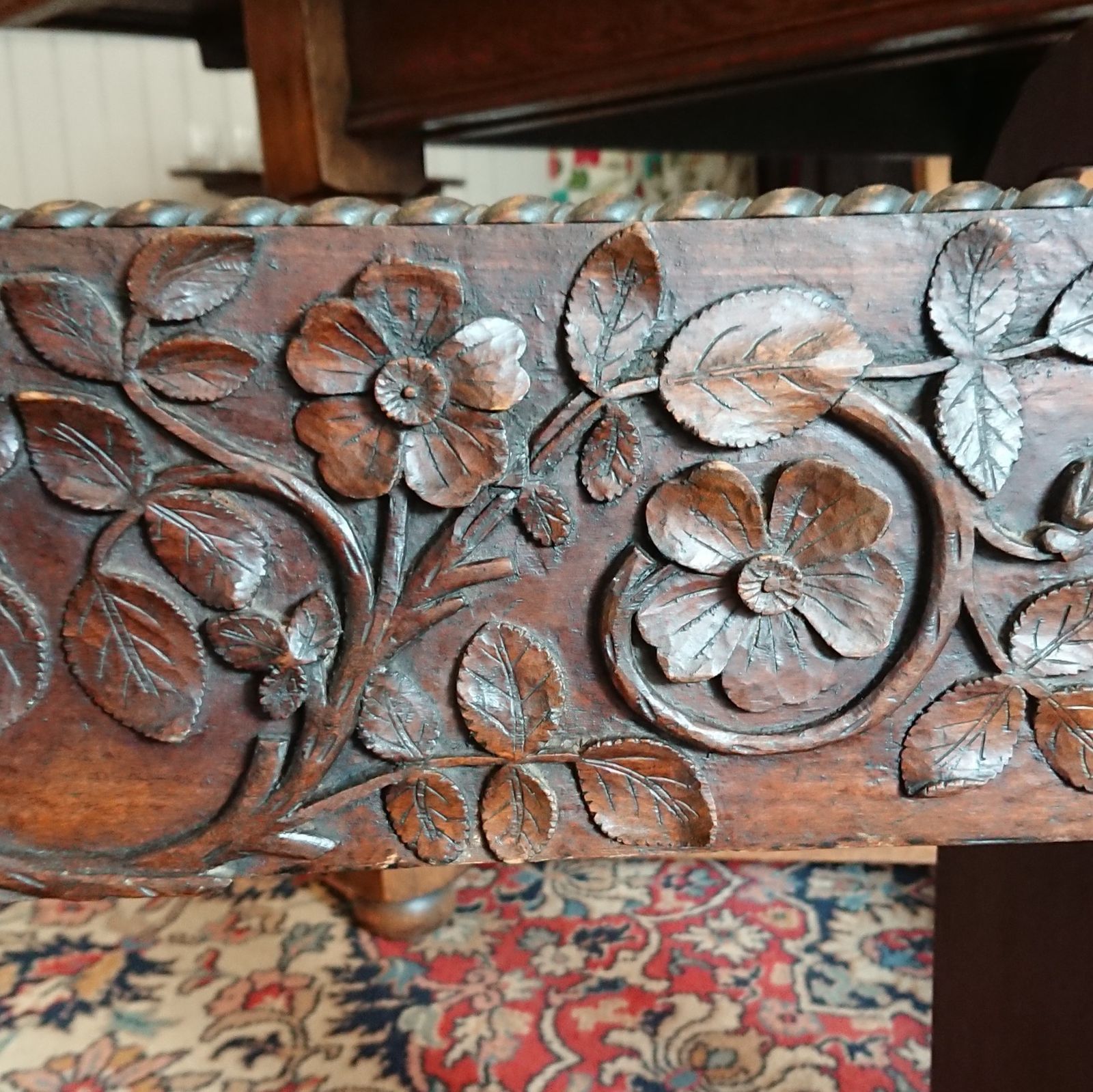 Pretty Carved Wooden Umbrella And Cane Stand photo for sale