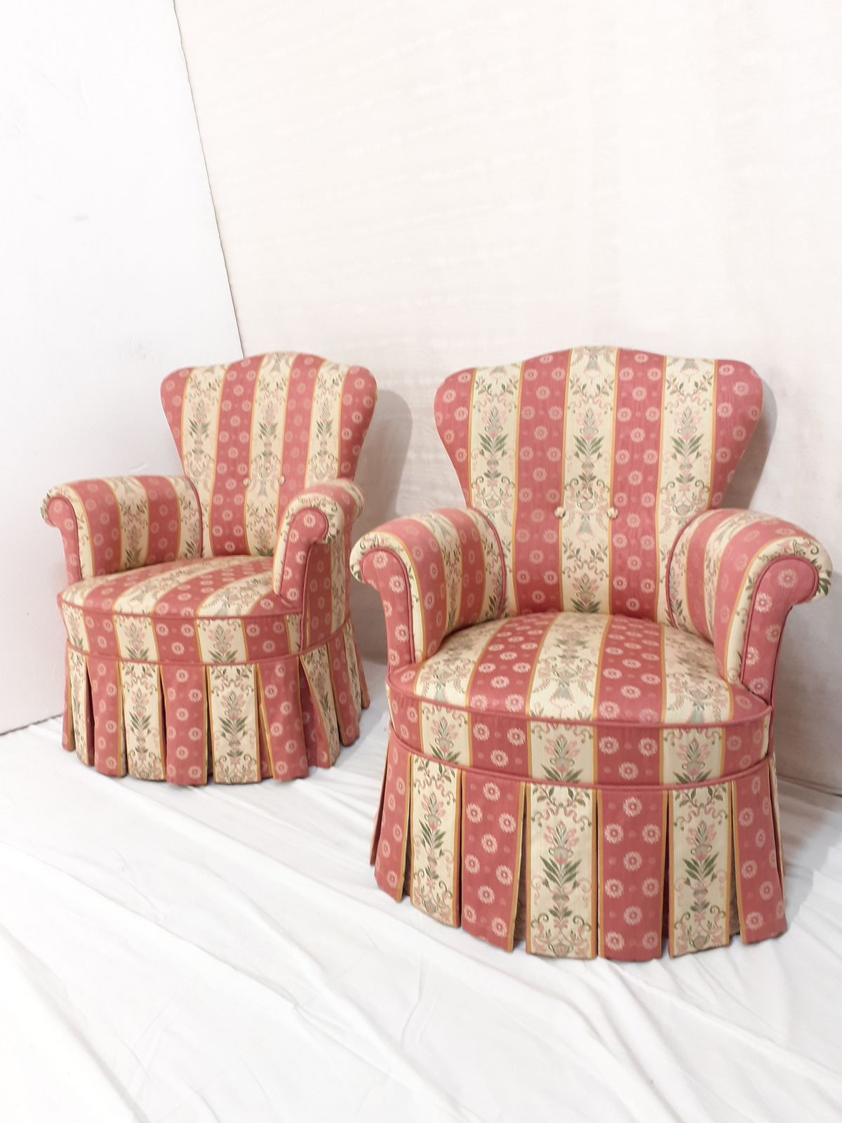 Pink And Green Madame Pompadour Armchairs