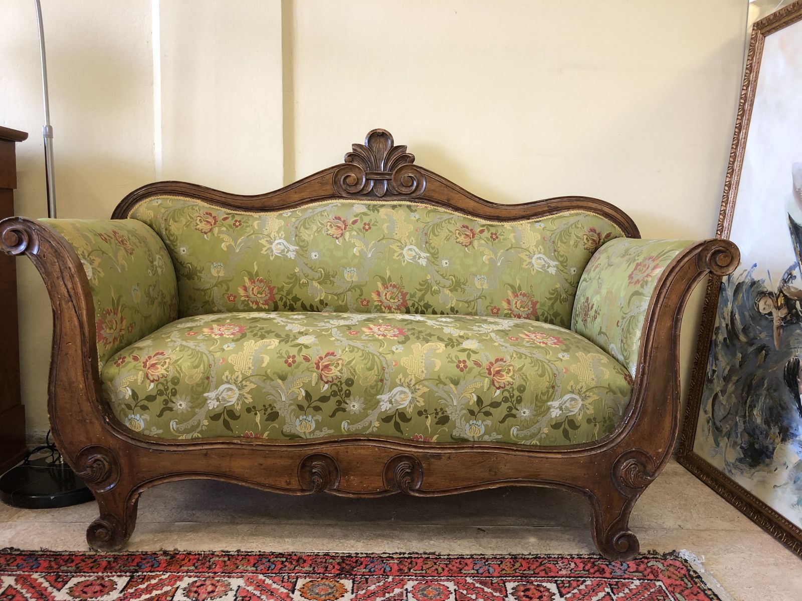 Green Small Sofa In 1' 800 , Unique Piece photo buy