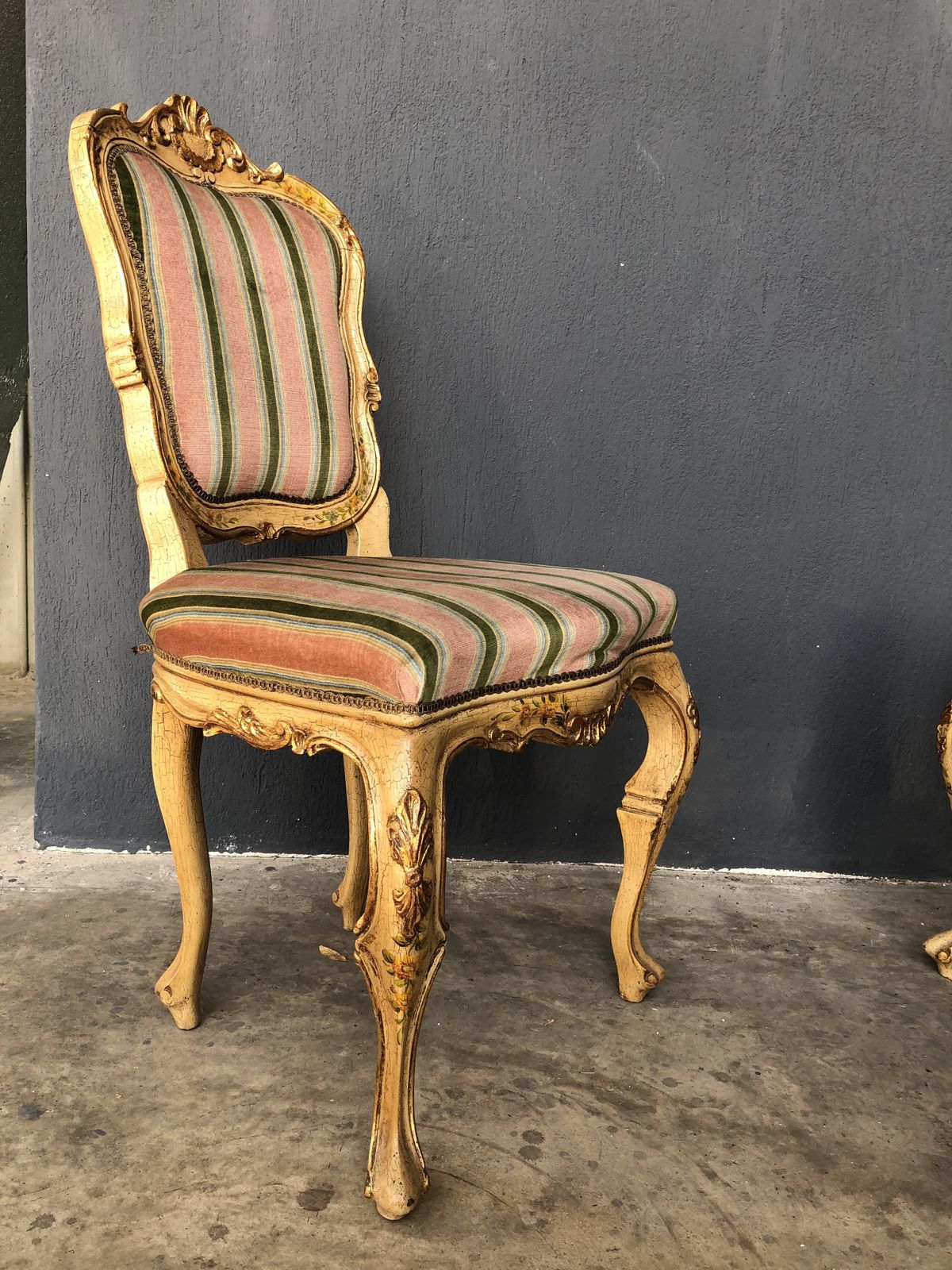 Hand Carved Chairs In Lacquered Maple Wood At "Cren Cren" photo for sale