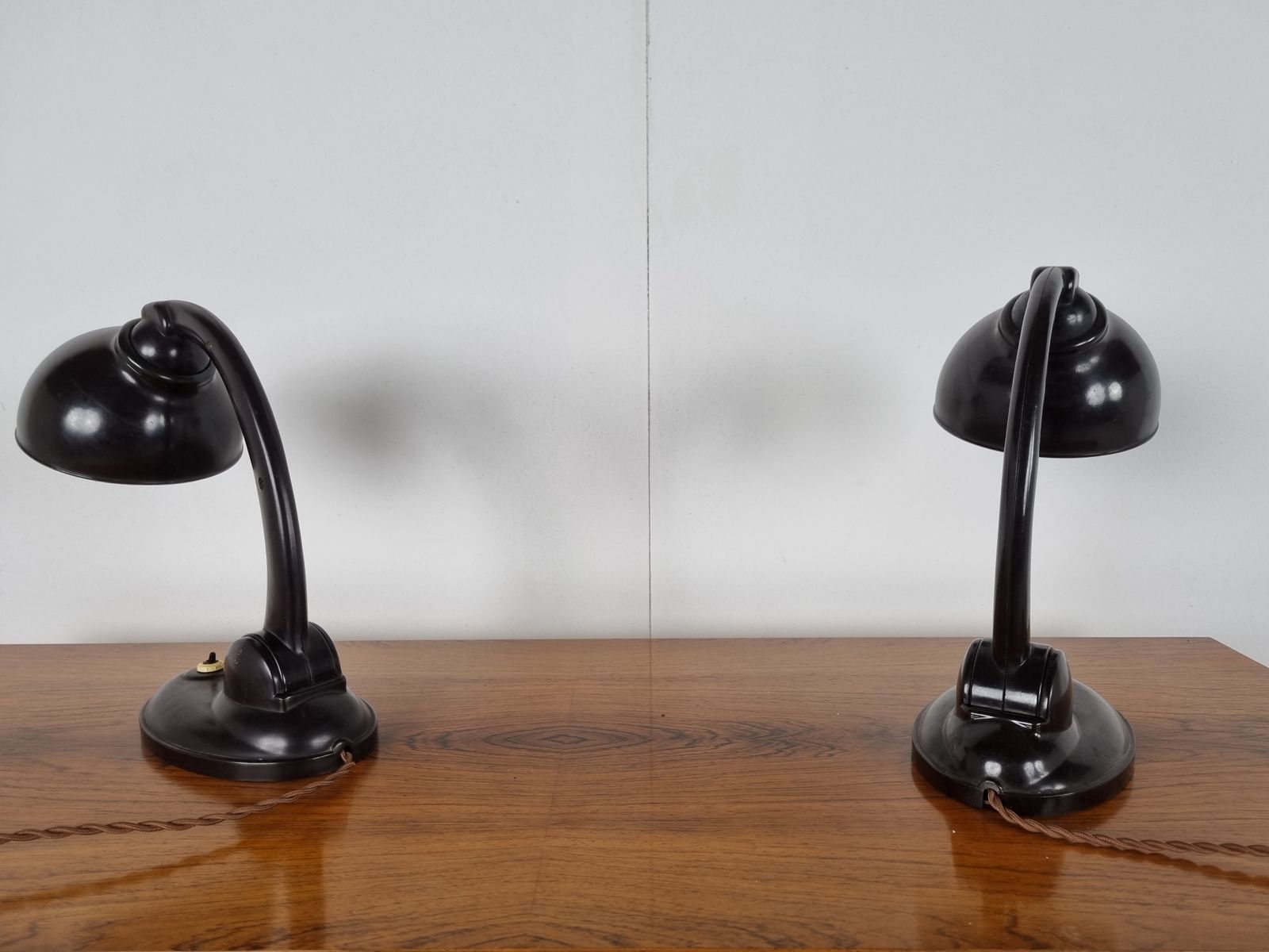 Pair Of Bakelite Desk Lamps By Erik Kirkman Cole, 1930s photo Lighting