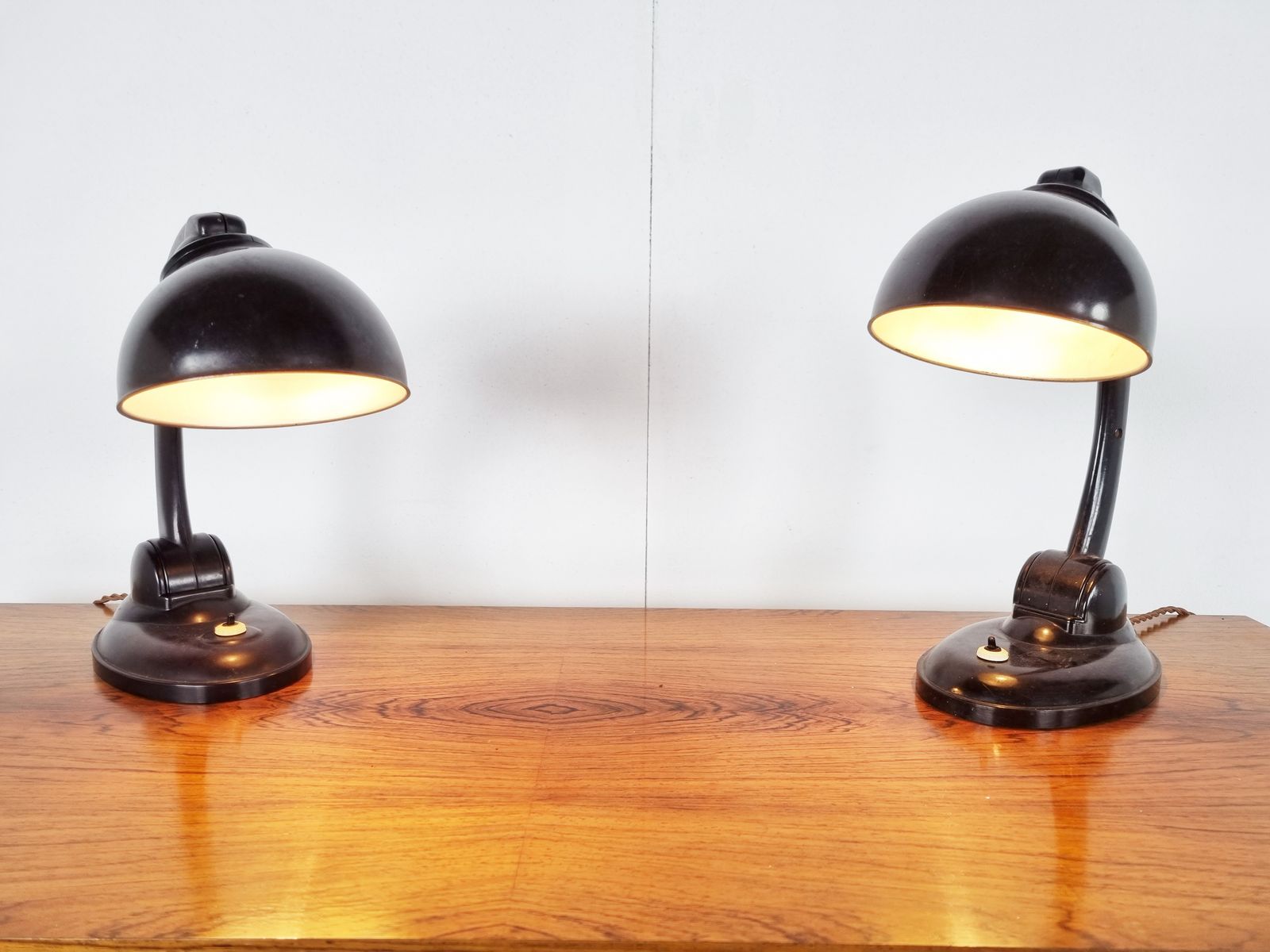 Pair Of Bakelite Desk Lamps By Erik Kirkman Cole, 1930s photo vintage