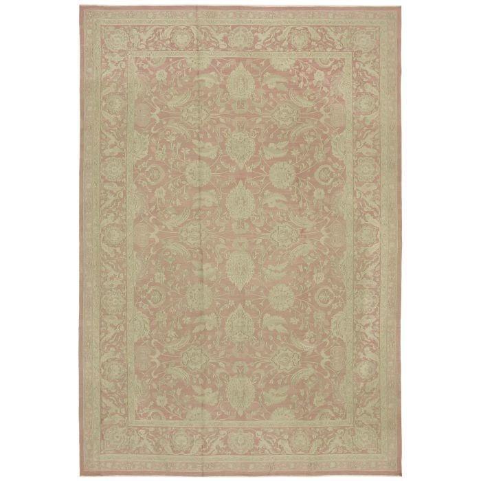 Tapis kilim vintage turc fait main en laine beige, 282 cm x 408 cm, années 1970