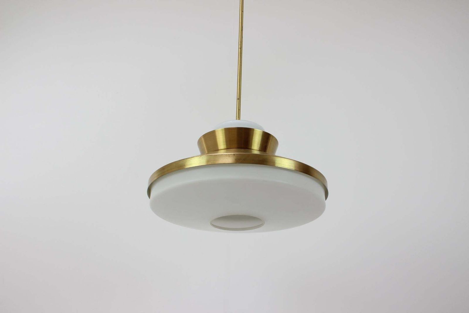 Mid Century Brass And Glass Chandelier By Valasske Mezirici  1970's photo for sale