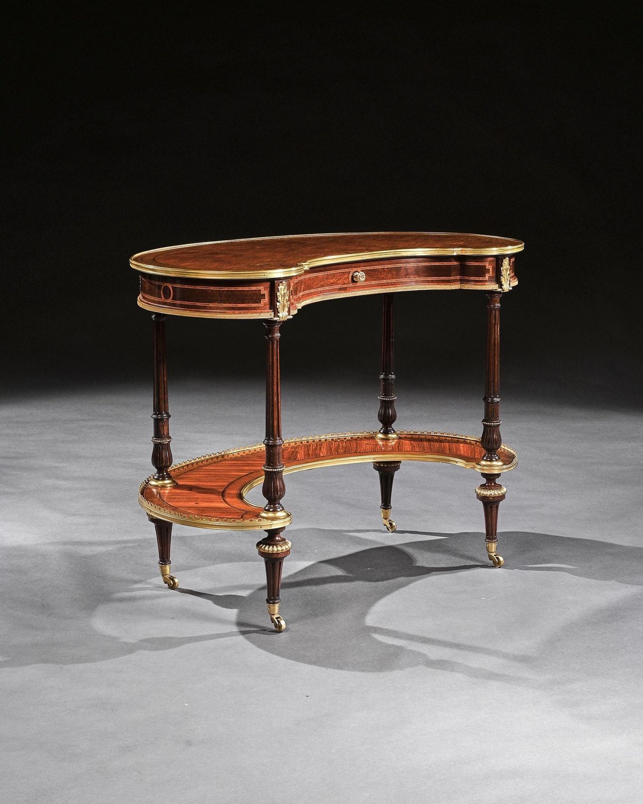 Fine 19th Century Gillows Parquetry And Gilt Bronze Kidney Shaped Table photo for sale