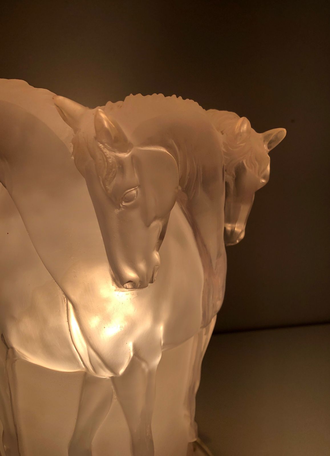 Lucite Horses Table Lamp In The Style Of Maison Lalique photo vinterior
