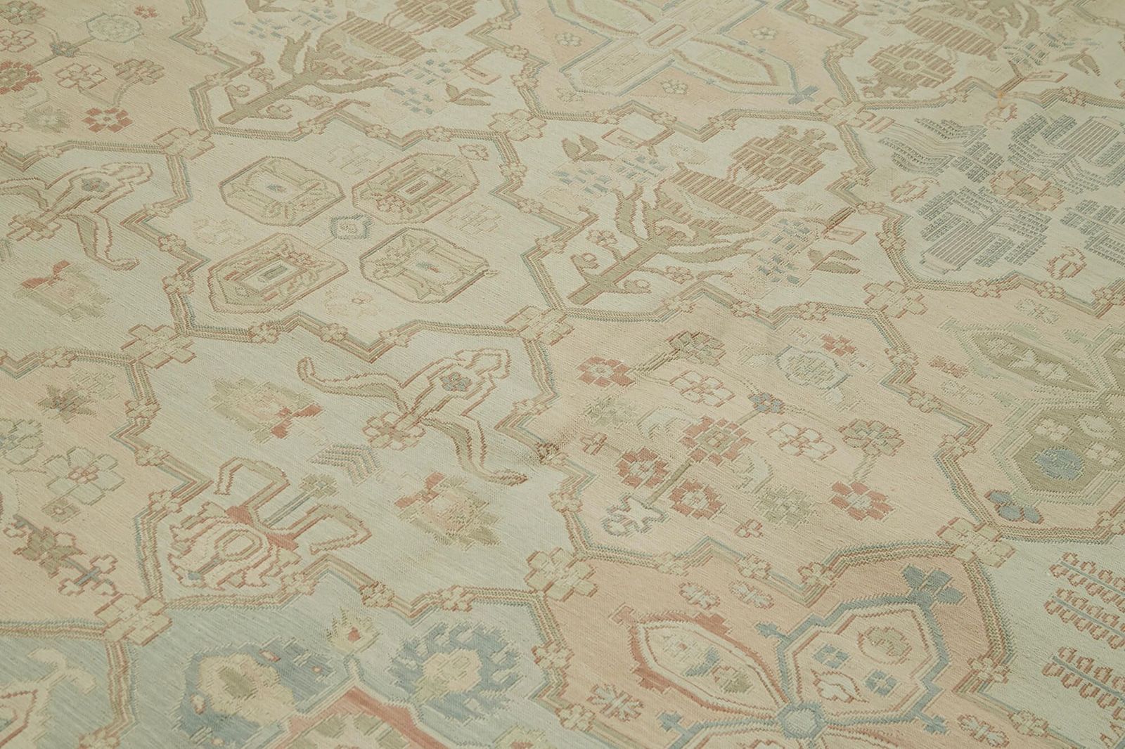 Turkish Hand Knotted 1980s 284 Cm X 414 Cm Beige Wool Vintage Kilim Rug photo 3748.0