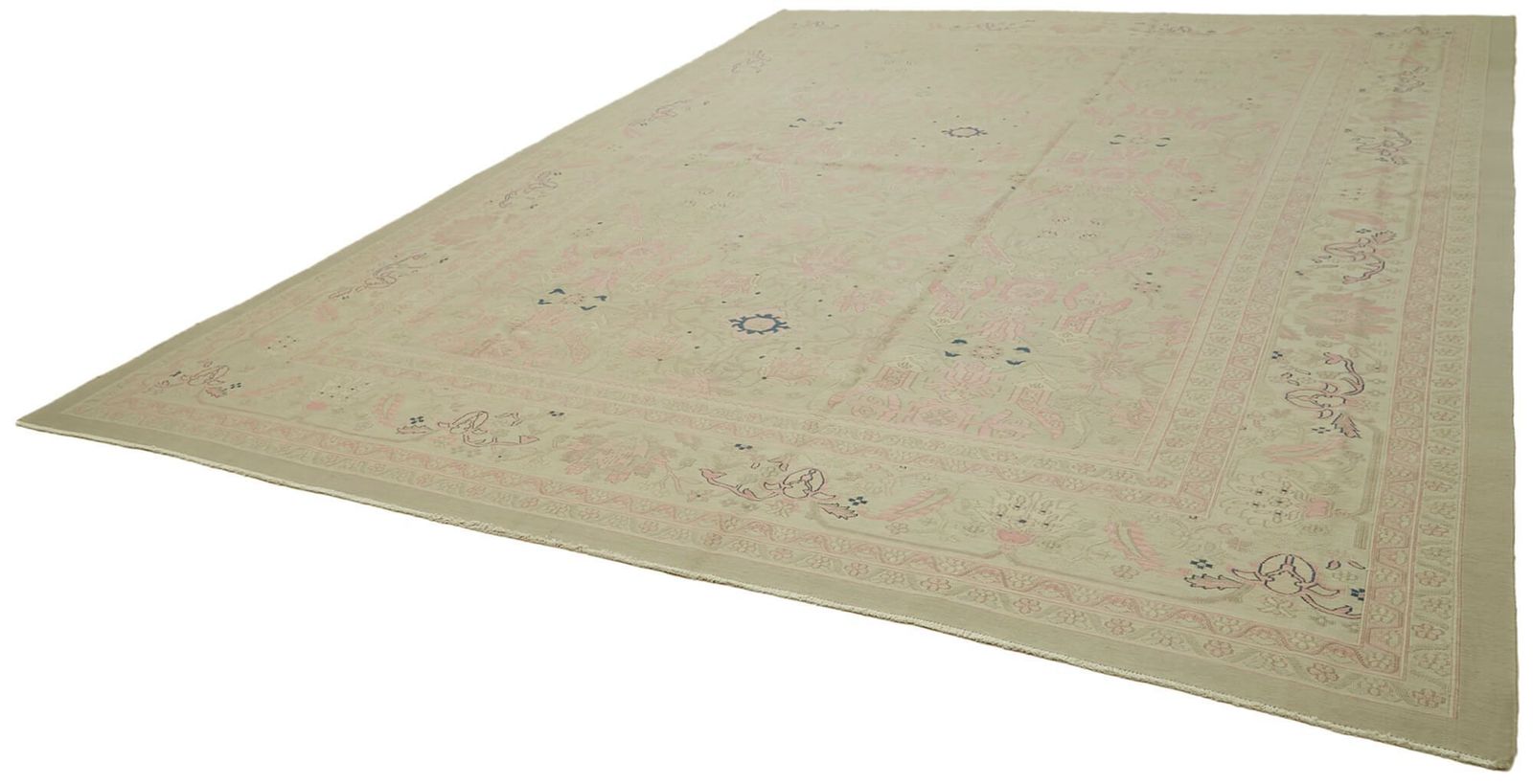 Turkish Handmade 1970s 343 Cm X 448 Cm Beige Wool Vintage Kilim Rug photo for sale