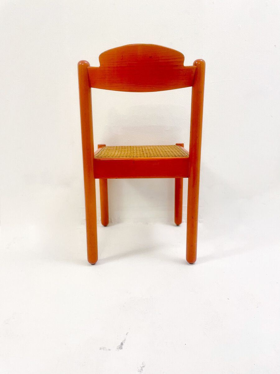 Set Of 6 Mid Century Modern Orange Dining Chairs photo vinterior