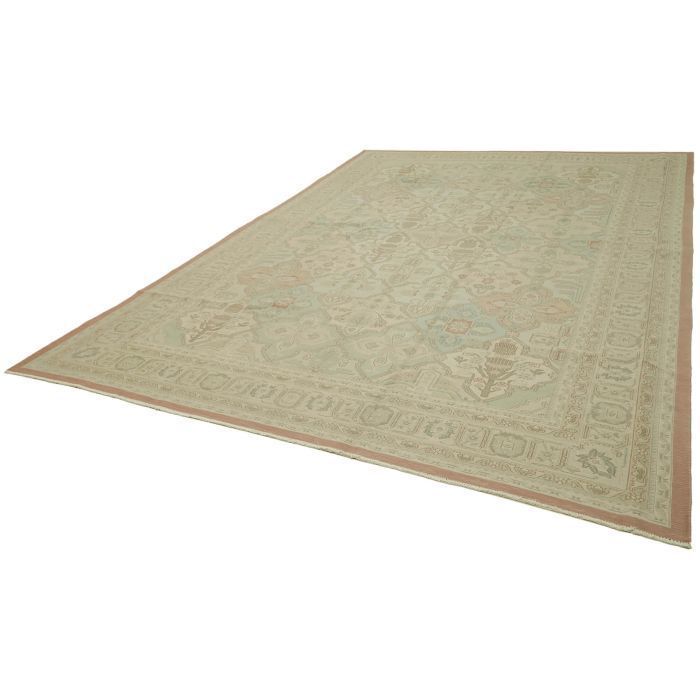Turkish Handmade 1970s 284 Cm X 407 Cm Beige Wool Vintage Kilim Rug photo for sale