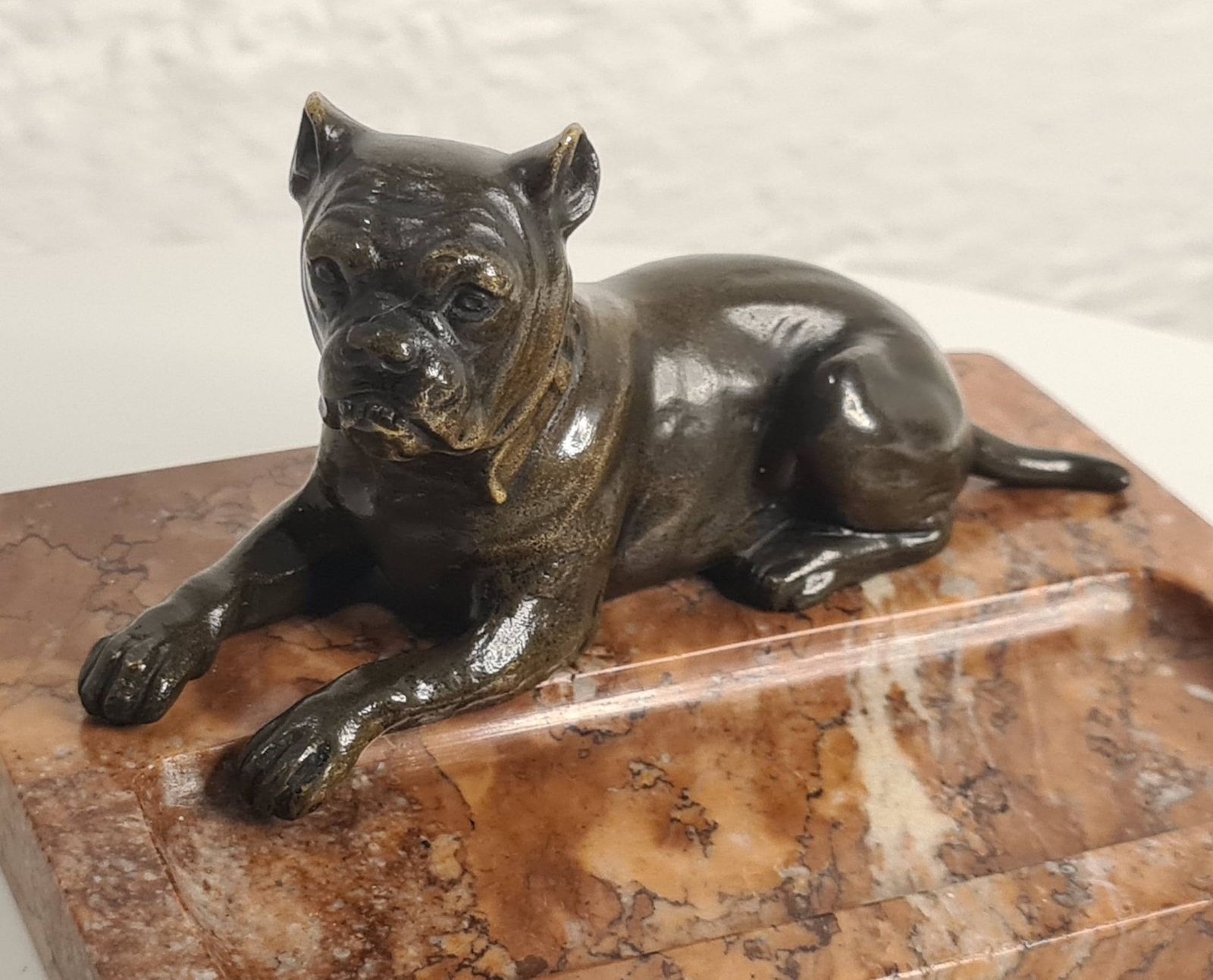 Art Deco Marble And Bronze Desk Tidy / Vide Poche / Paperweight