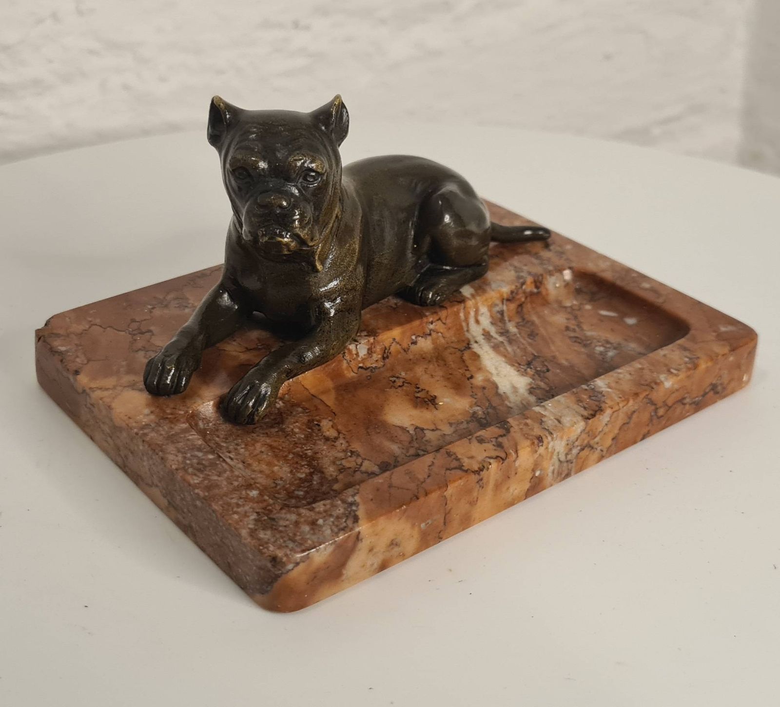 Art Deco Marble And Bronze Desk Tidy / Vide Poche / Paperweight photo for sale