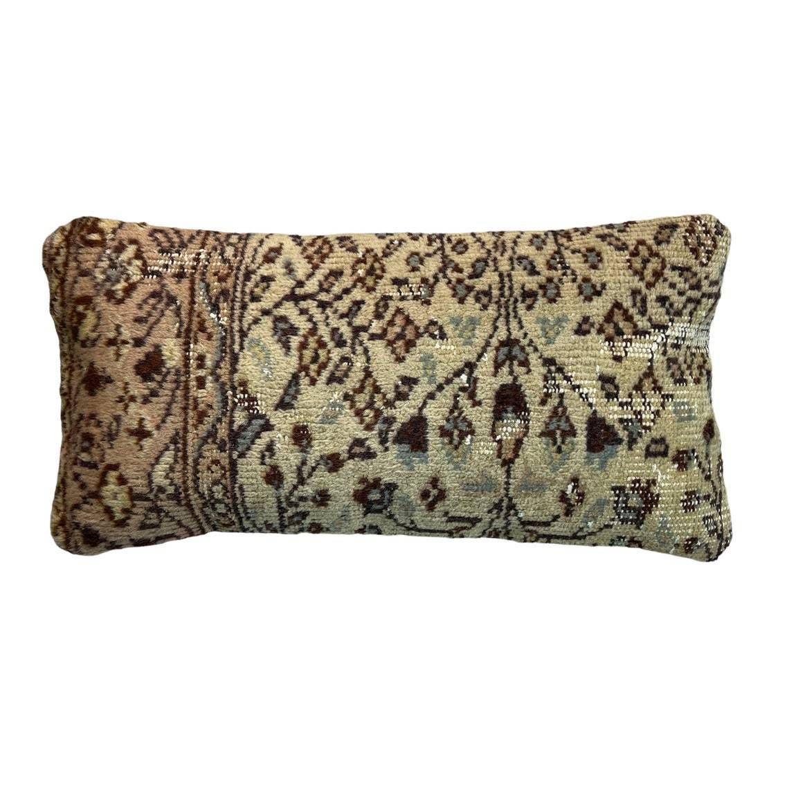 12'' X 24'' Vintage Hand Made Rug Cushion Cover, 30 X 60 Cm Decorative Rug Pillow Cover, Large Vintage Turkish Rug Cushion Cover photo for sale
