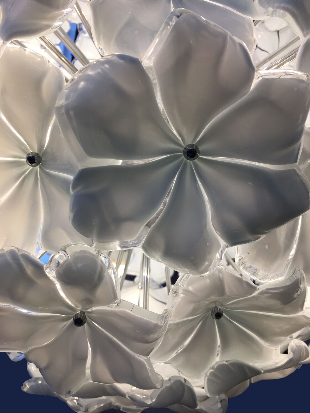 White Lotus Murano Glass Sputnik Chandelier D60 photo for sale