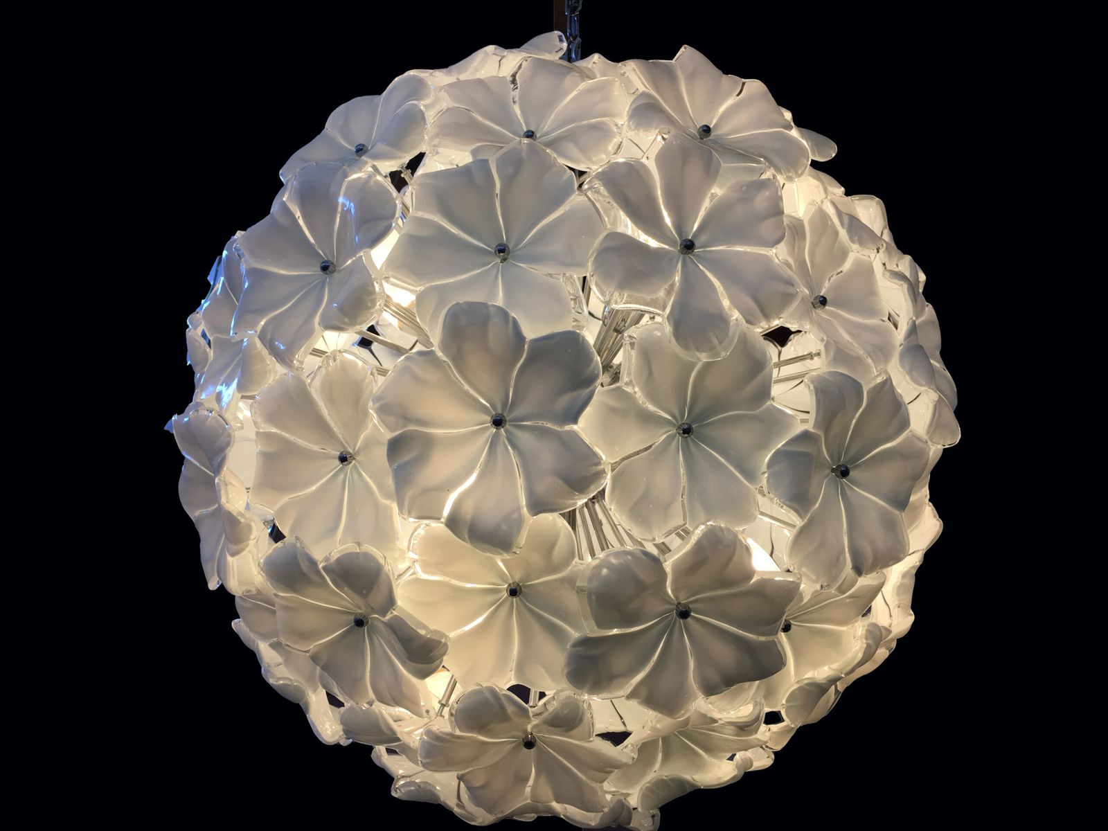 White Lotus Murano Glass Sputnik Chandelier D60 photo Lighting