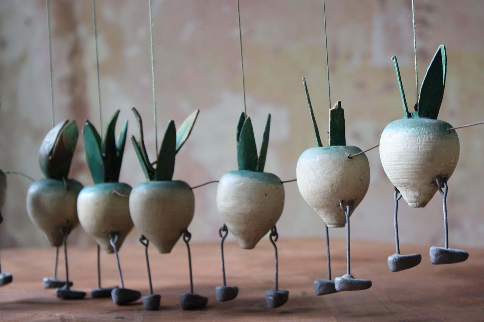 1940's Folk Art John Carr's Jacquard Puppets The Turnip's, Scarecrow & Gardener photo vinterior