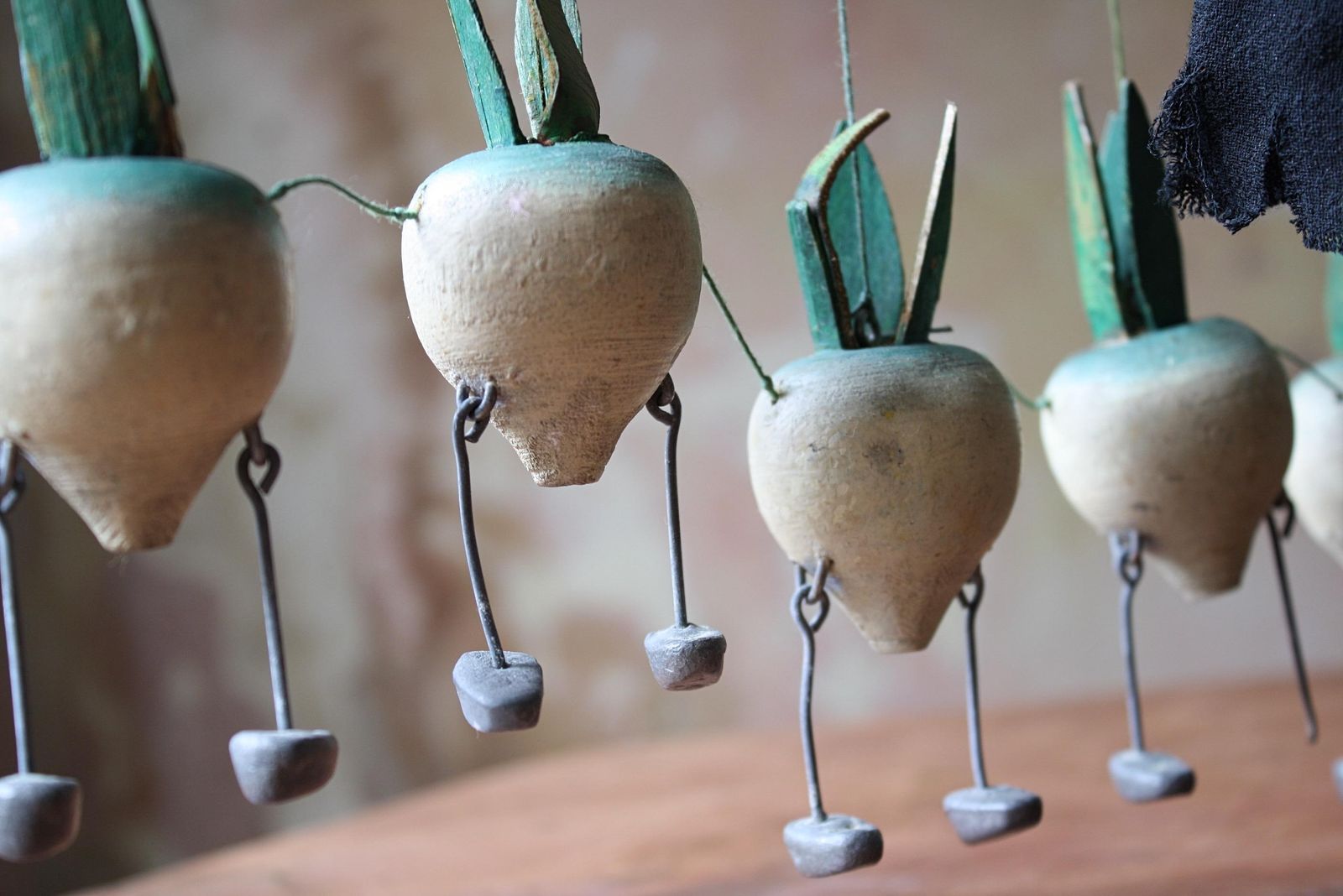 photo vintage 1940's Folk Art John Carr's Jacquard Puppets The Turnip's, Scarecrow & Gardener