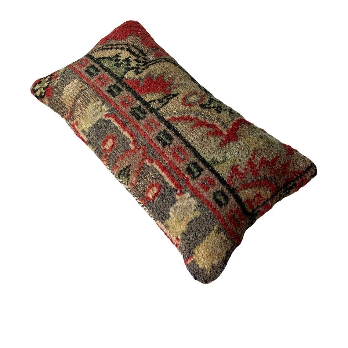 12'' X 24'' Vintage Hand Made Rug Cushion Cover, 30 X 60 Cm Decorative Rug Pillow Cover, Large Vintage Turkish Rug Cushion Cover photo Textiles
