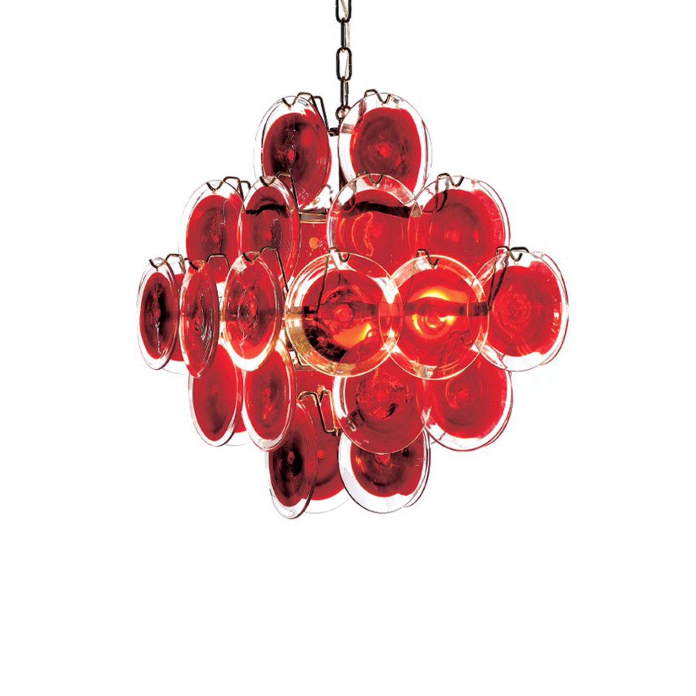 Red “Disks” Murano Glass Chandelier