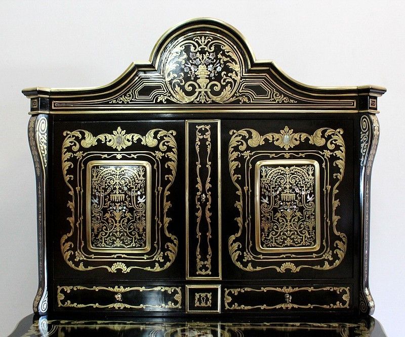 Rare Blackened Wood And Brass Cabinet, Napoleon III Period   19th Centuray photo buy