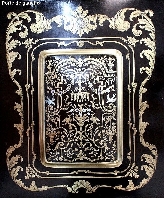 Furniture Rare Blackened Wood And Brass Cabinet, Napoleon III Period   19th Centuray photo