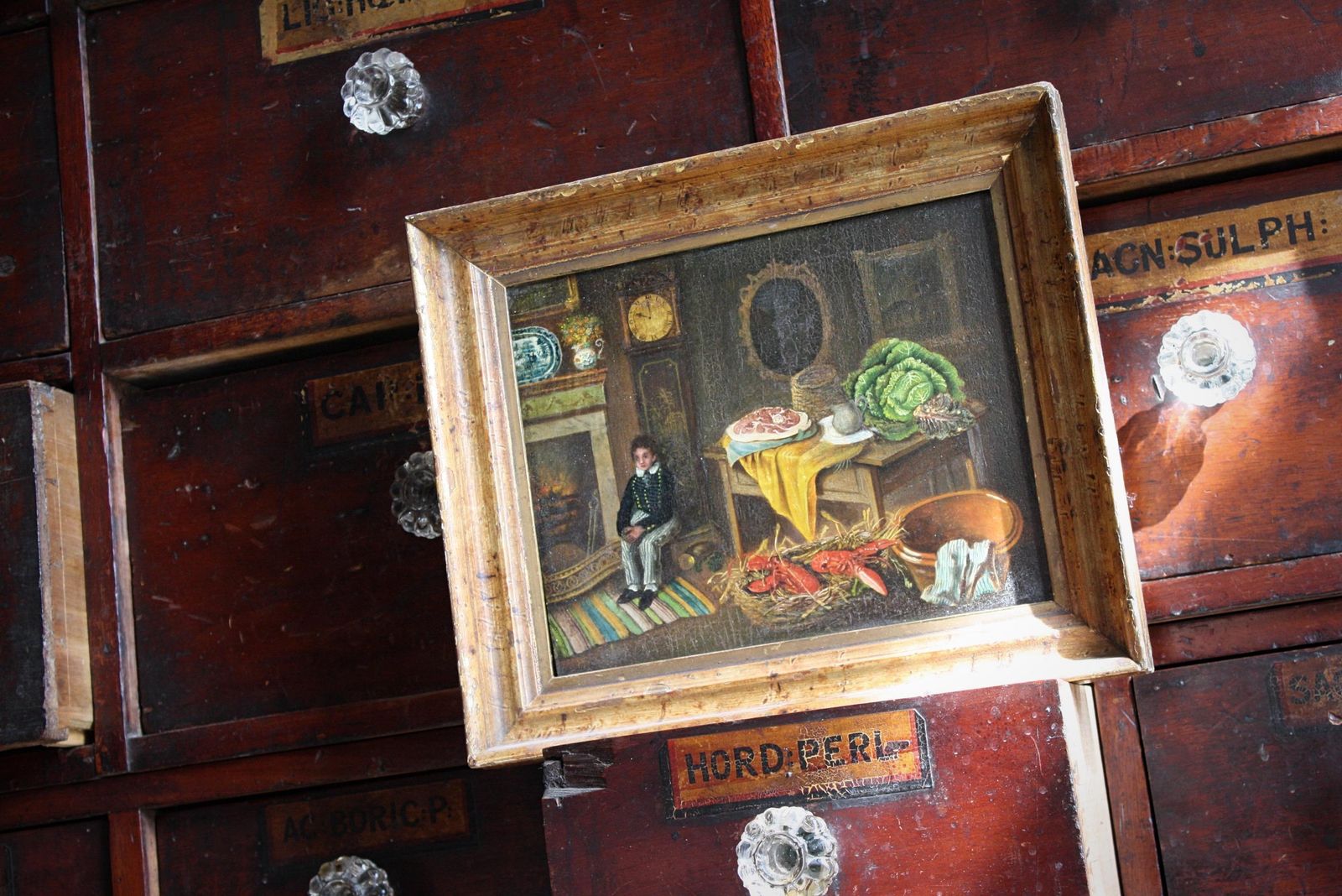 Naive Oil On Board, Boy & His Big Cabbage Folk Art Rutland Gallery London photo 2543.0