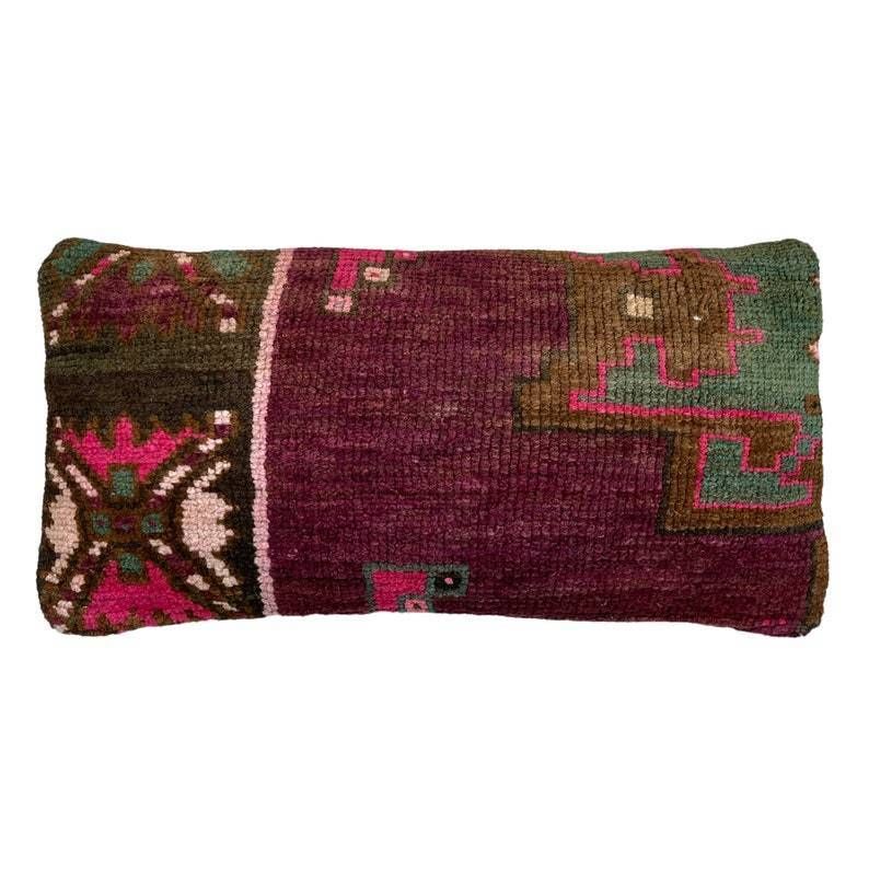 Vintage Hand Made Rug Cushion Cover 30 X 60 Cm Decorative Rug Pillow Cover Large Vintage Turkish Rug Cushion Cover