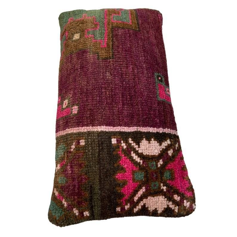 Vintage Hand Made Rug Cushion Cover 30 X 60 Cm Decorative Rug Pillow Cover Large Vintage Turkish Rug Cushion Cover photo vintage