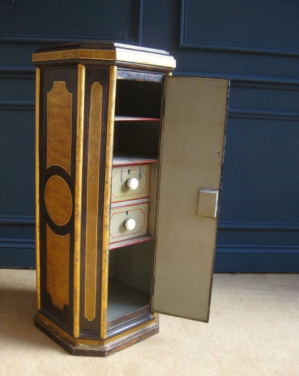 Unusual Victorian Tole Ware Pedestal With Storage photo 585.0