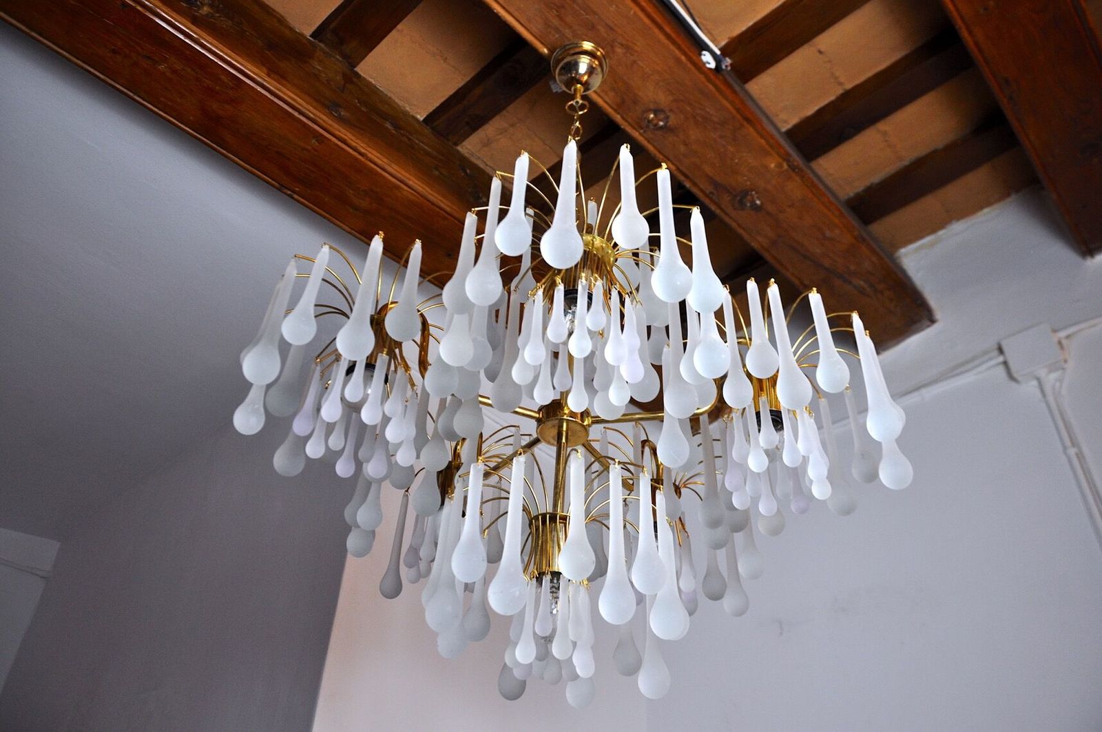 Drop Chandelier By Venini, 5 Arms, Murano Glass, Italy, 1960 photo buy