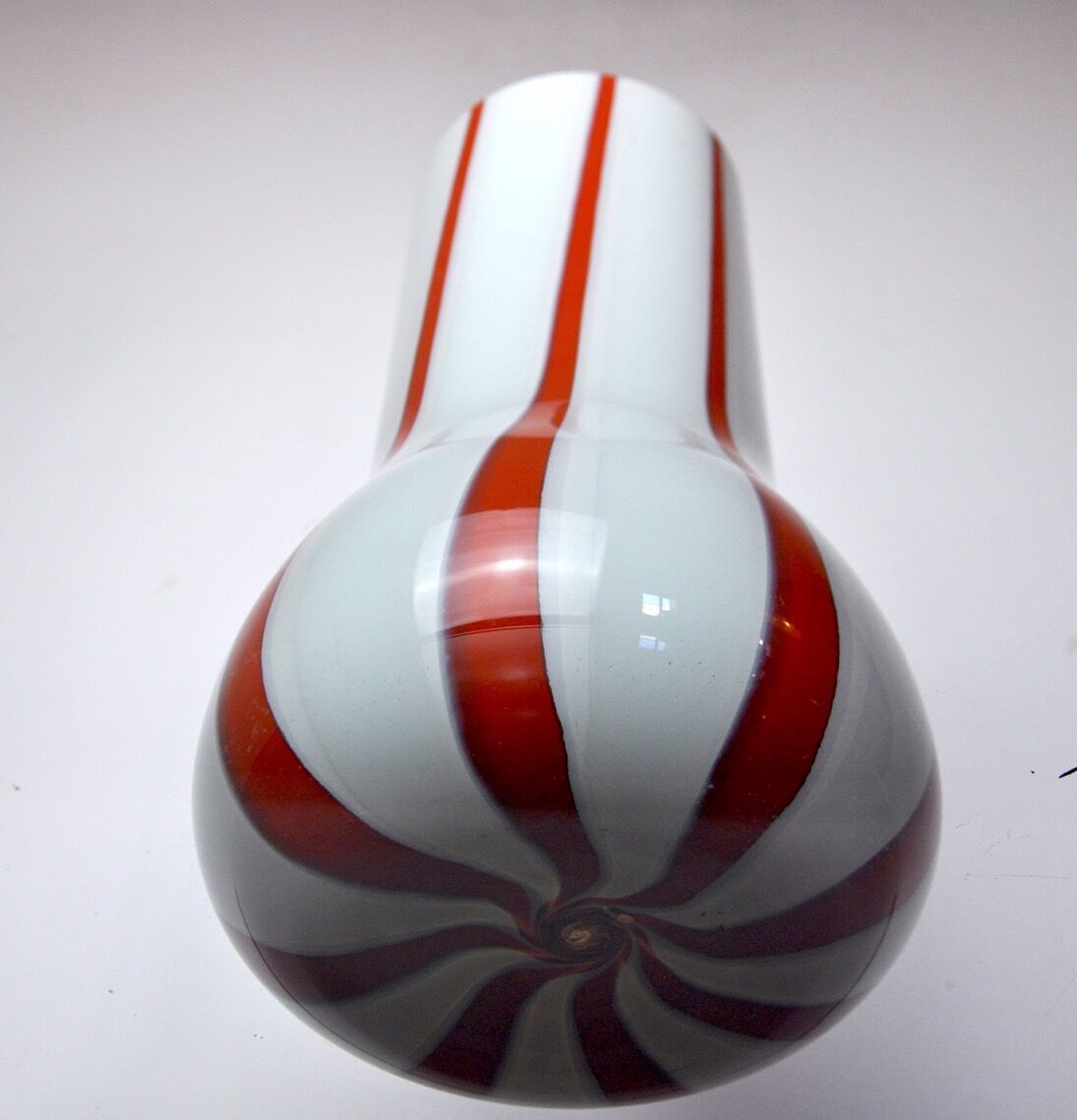 Lollipop Vase, Red And White, Murano Glass, Italy, 1960 photo 890.0