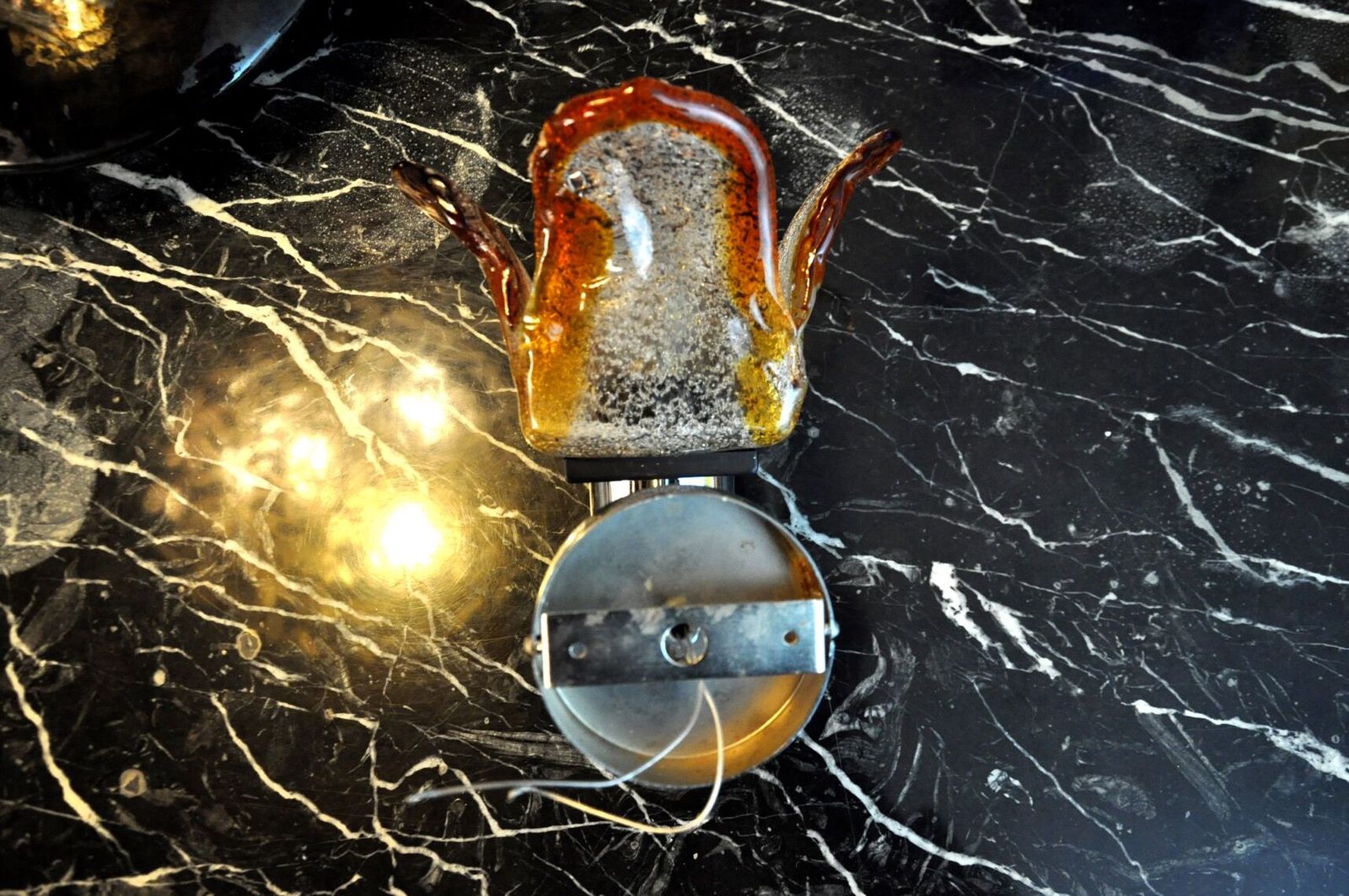 photo buy Murano Mazzega Orange Wall Lamp, Frosted Glass, Italy, 1960