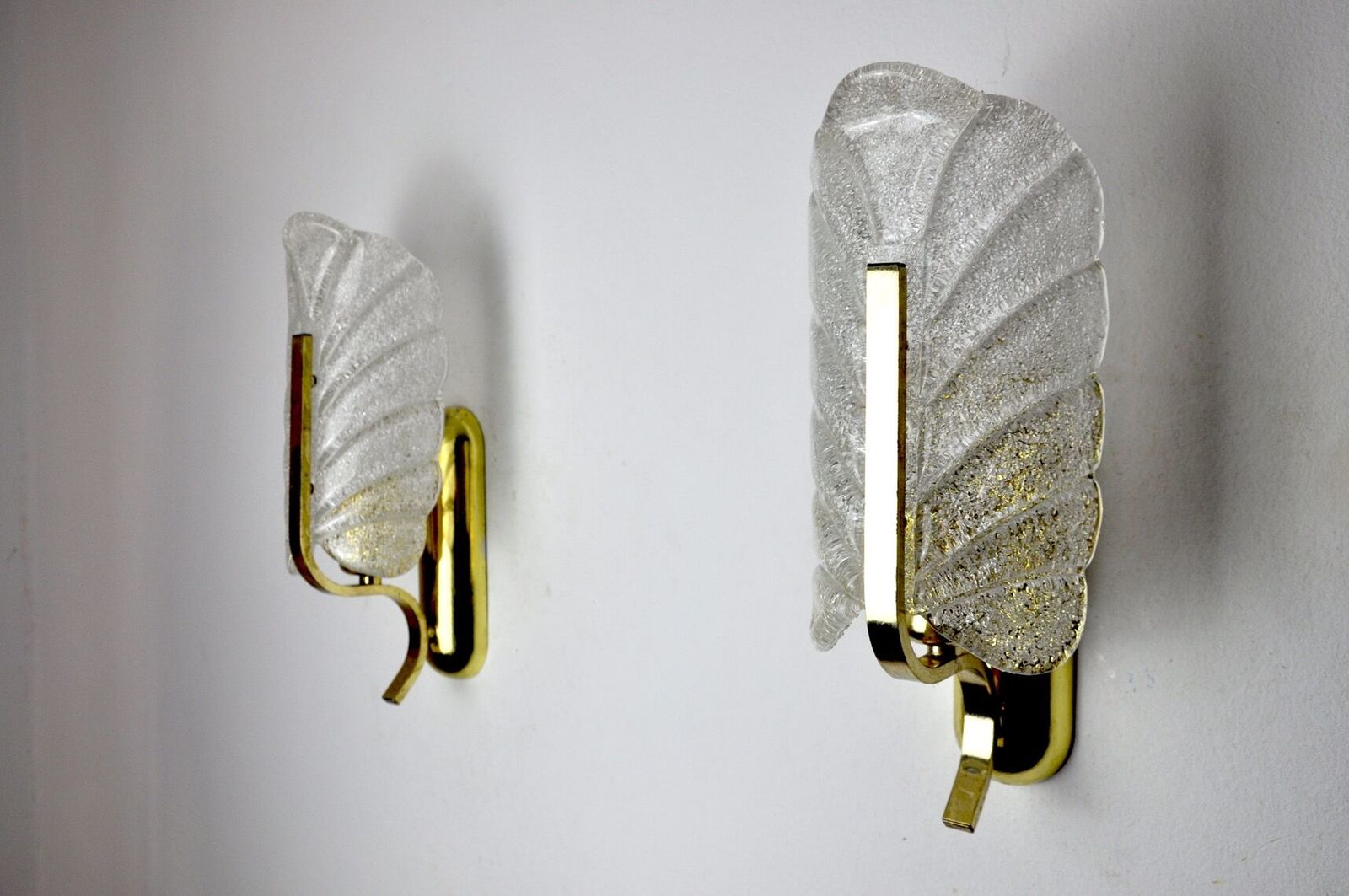 Pair Of Leaf Sconces By Carl Fagerlund Murano Glass Germany 1970 photo for sale