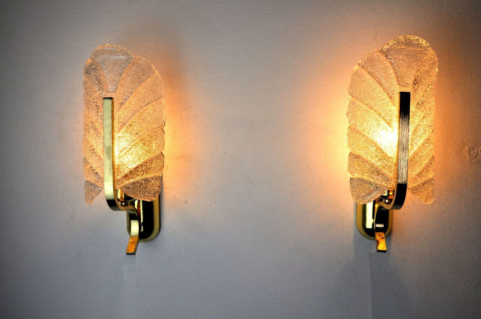 Pair Of Leaf Sconces By Carl Fagerlund Murano Glass Germany 1970 photo vinterior