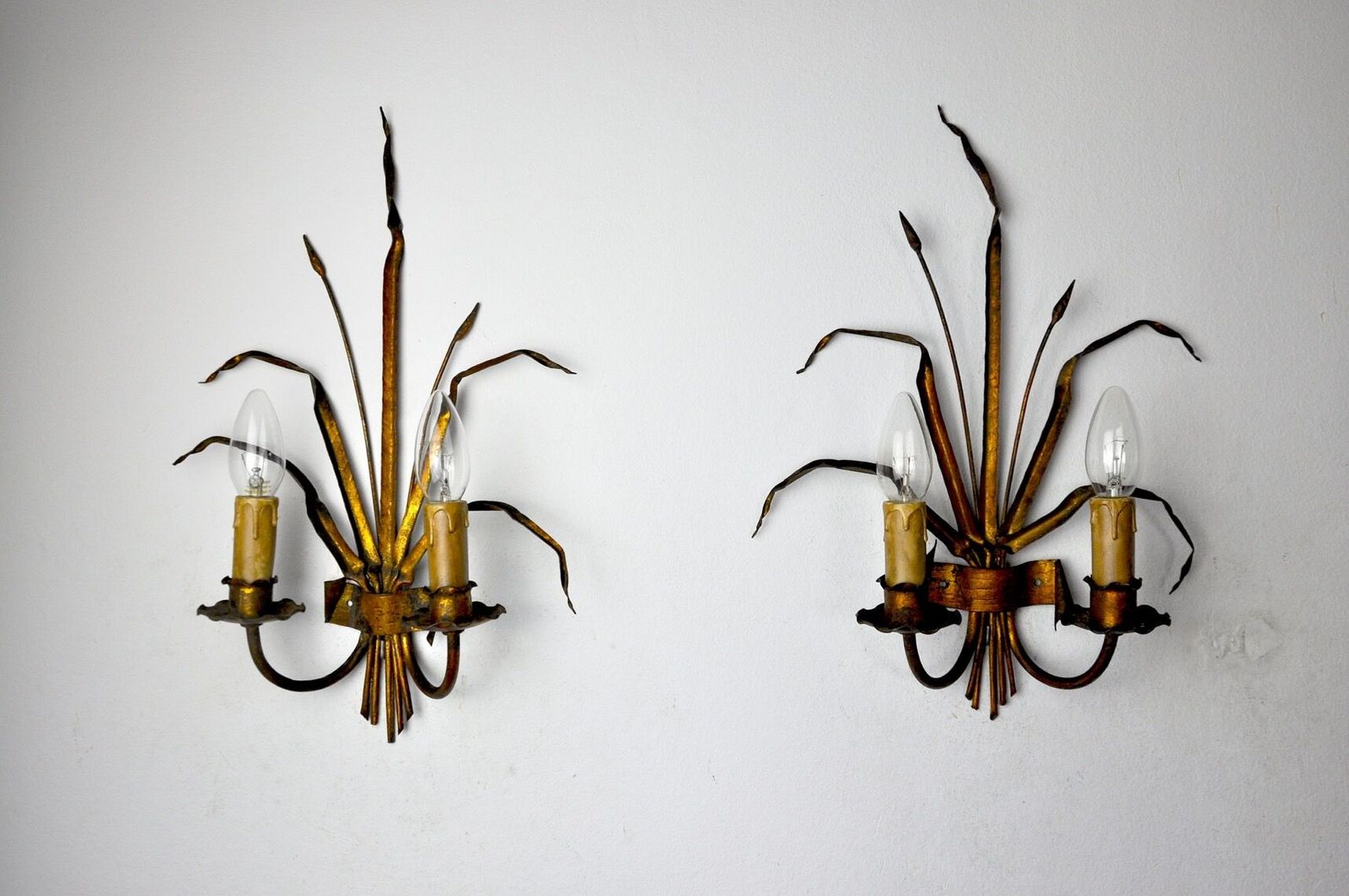 Pair Of Floral Sconces By Ferro Arte Spain 1960 photo furniture